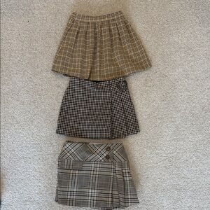 Zara Kids Plaid Skirt Trio - Brown, Black, Tan